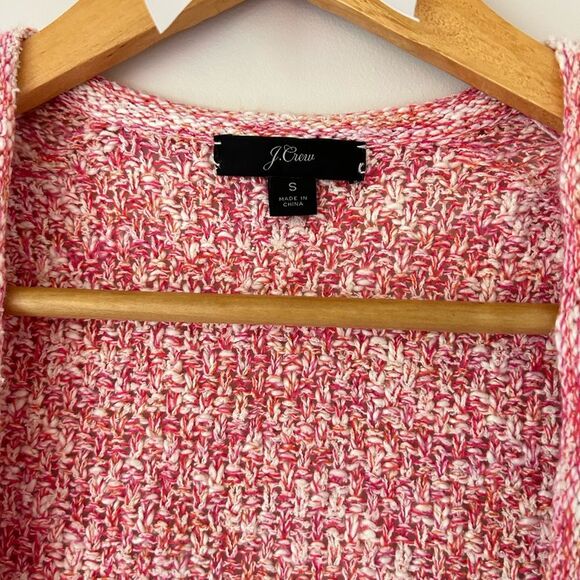 J. Crew Pink and White Tweed Knit Fringe Cardigan - Picture 2 of 3